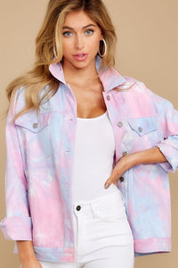 Got It Covered Pink Multi Tie Dye Jacket - Pink
