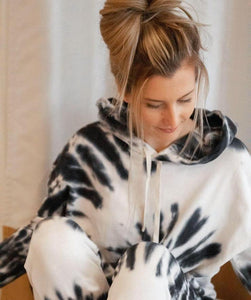 Cozy Hooded Tie Dye Long Sleeve Lounge Set
