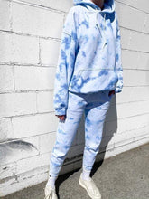 Load image into Gallery viewer, Blue Tie Dye Hoodie Long Sleeve Lounge Set
