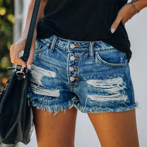 Denim Shorts With Patch Breasts