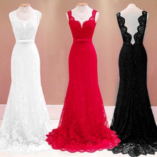 Load image into Gallery viewer, Lace Backless V-neck Sleeveless Evening Dress
