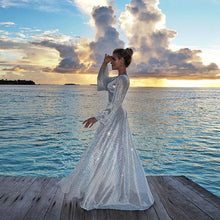 Load image into Gallery viewer, Deep-V Sexy Long Sleeve Sequins Evening Gown
