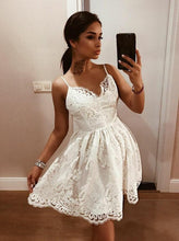 Load image into Gallery viewer, V-neck White Lace Appliqued Dress
