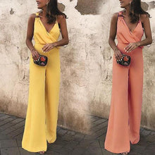 Load image into Gallery viewer, Casual  Loose Chiffon V Neck Straps Jumpsuit
