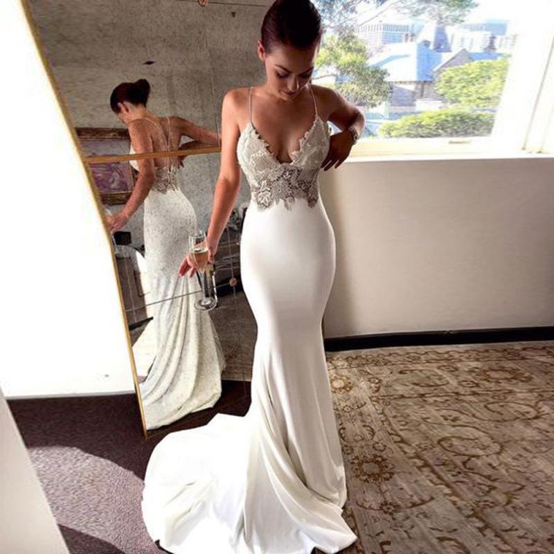 Deep V Mermaid Prom Dress Wedding Dresses