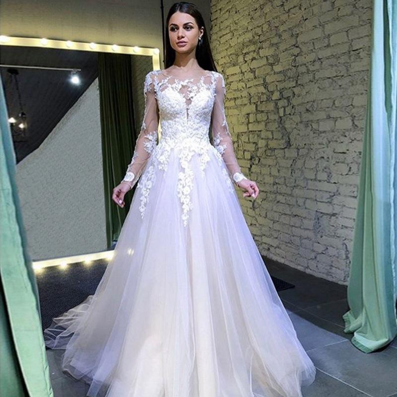 Lace Elegant Long Sleeve Embroidery Dress