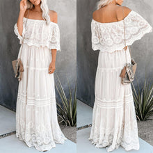 Load image into Gallery viewer, Preorder - Flower Child Off The Shoulder Lace Maxi Dress
