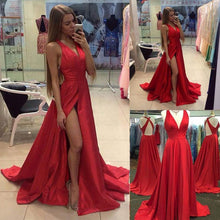 Load image into Gallery viewer, Formal Gowns Sexy V Neck Red prom Dress
