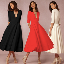 Load image into Gallery viewer, A-line V Neck Half Sleeve Midi Party Dress
