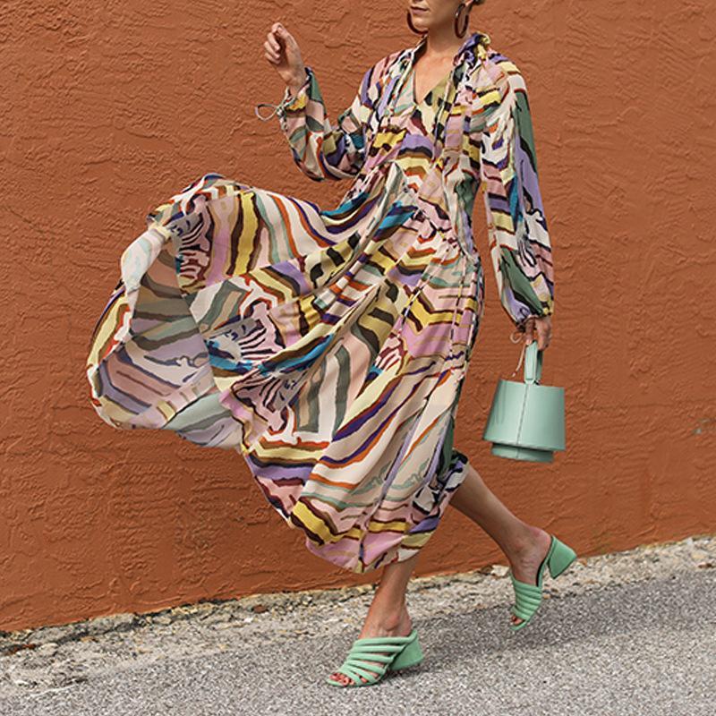 V Neck Summer Beach Maxi Dresses