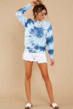 Load image into Gallery viewer, Blur The Lines Sea Blue &amp; Navy Spiral Tie Dye Sweatshirt
