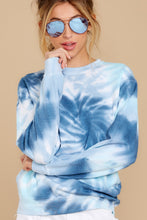 Load image into Gallery viewer, Blur The Lines Sea Blue &amp; Navy Spiral Tie Dye Sweatshirt

