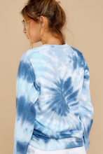 Load image into Gallery viewer, Blur The Lines Sea Blue &amp; Navy Spiral Tie Dye Sweatshirt
