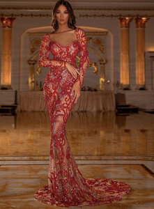 Elegant Floor Length Shiny Sequin Evening Dress