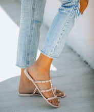 Load image into Gallery viewer, Treasured Gold Studded Sandal – Nude
