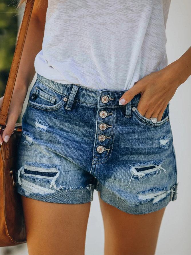 Women's Blue Brushed Denim Holiday Pants