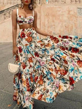 Load image into Gallery viewer, Euro Flower Smocked Waist Flounce Hem Maxi Dress
