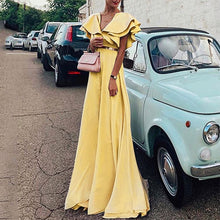 Load image into Gallery viewer, Sexy Pink Short Sleeves V Neck Maxi Dress
