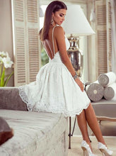 Load image into Gallery viewer, V-neck White Lace Appliqued Dress
