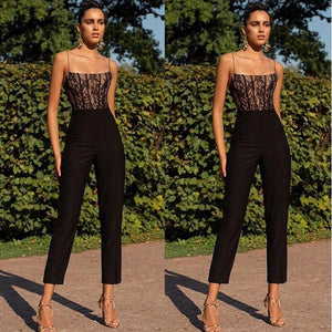 Black  Spaghetti Strap Backless Fashion Long Jumpsuit Pants