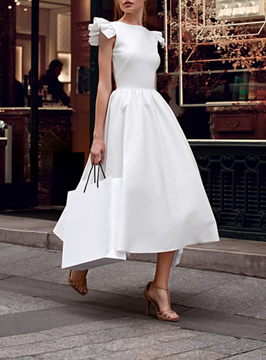 Casual Solid V-Neckline Midi X-line Dress