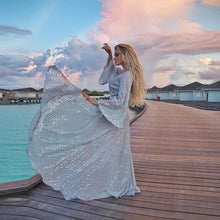 Load image into Gallery viewer, Deep-V Sexy Long Sleeve Sequins Evening Gown
