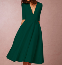 Load image into Gallery viewer, A-line V Neck Half Sleeve Midi Party Dress
