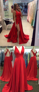 Formal Gowns Sexy V Neck Red prom Dress