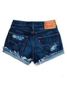 American Flag Ripped Denim Shorts