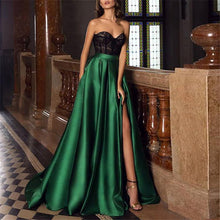Load image into Gallery viewer, Lace Solid Color Split Evening Dress

