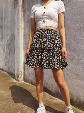 Load image into Gallery viewer, Classic Tie Front High Waisted Elastic Waist Ruffle Skirt
