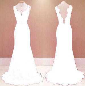 Lace Backless V-neck Sleeveless Evening Dress