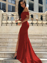 Load image into Gallery viewer, Red Jersey  High-slit Mermaid Prom Dresses
