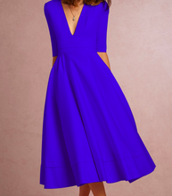 Load image into Gallery viewer, A-line V Neck Half Sleeve Midi Party Dress
