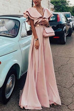 Load image into Gallery viewer, Sexy Pink Short Sleeves V Neck Maxi Dress
