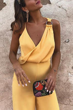 Load image into Gallery viewer, Casual  Loose Chiffon V Neck Straps Jumpsuit
