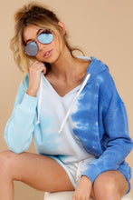 Load image into Gallery viewer, Boardwalk Overlook Blue Multi Tie Dye Hoodie
