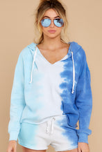 Load image into Gallery viewer, Boardwalk Overlook Blue Multi Tie Dye Hoodie
