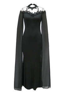 Black Star Crew Neck Evening Dress