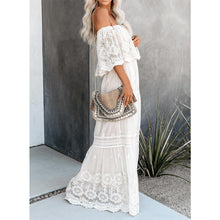 Load image into Gallery viewer, Preorder - Flower Child Off The Shoulder Lace Maxi Dress
