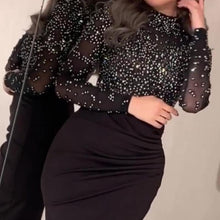 Load image into Gallery viewer, Long Sleeve Sequin Wrap Evening Dress
