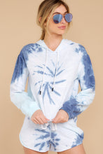 Load image into Gallery viewer, Santa Monica Beach Sea Blue Navy Tie Dye Hoodie
