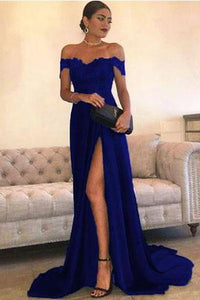 Dark Green Chiffon High Split Prom Dress