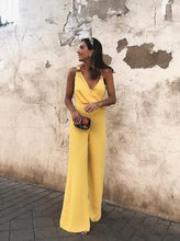 Load image into Gallery viewer, Casual  Loose Chiffon V Neck Straps Jumpsuit
