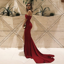 Load image into Gallery viewer, Red Jersey  High-slit Mermaid Prom Dresses
