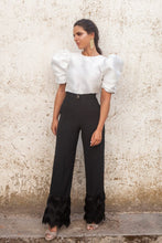 Load image into Gallery viewer, Black Patchwork Tassel Puff Sleeve Jumpsuit
