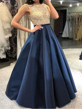 Load image into Gallery viewer, New Gold and Blue Bridesmaid Dress
