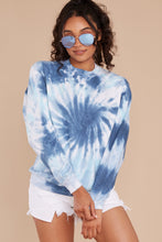 Load image into Gallery viewer, Blur The Lines Sea Blue &amp; Navy Spiral Tie Dye Sweatshirt
