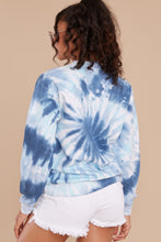 Load image into Gallery viewer, Blur The Lines Sea Blue &amp; Navy Spiral Tie Dye Sweatshirt

