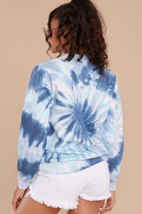 Blur The Lines Sea Blue & Navy Spiral Tie Dye Sweatshirt